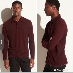 Vince Double Layered Long Sleeve Polo XL